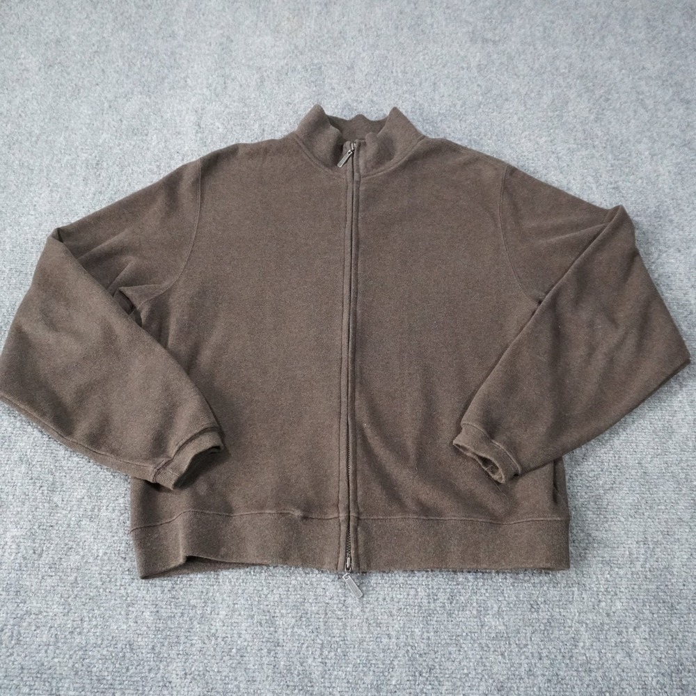 Carnoustie Mens Full Zip‎ Mock Neck Jacket Brown Cotton Small S Casual